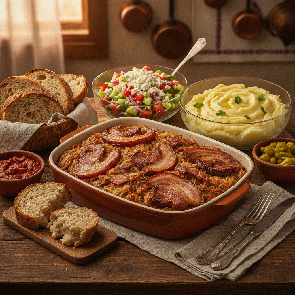 Baked Sauerkraut with Smoked Meat (Podvarak)