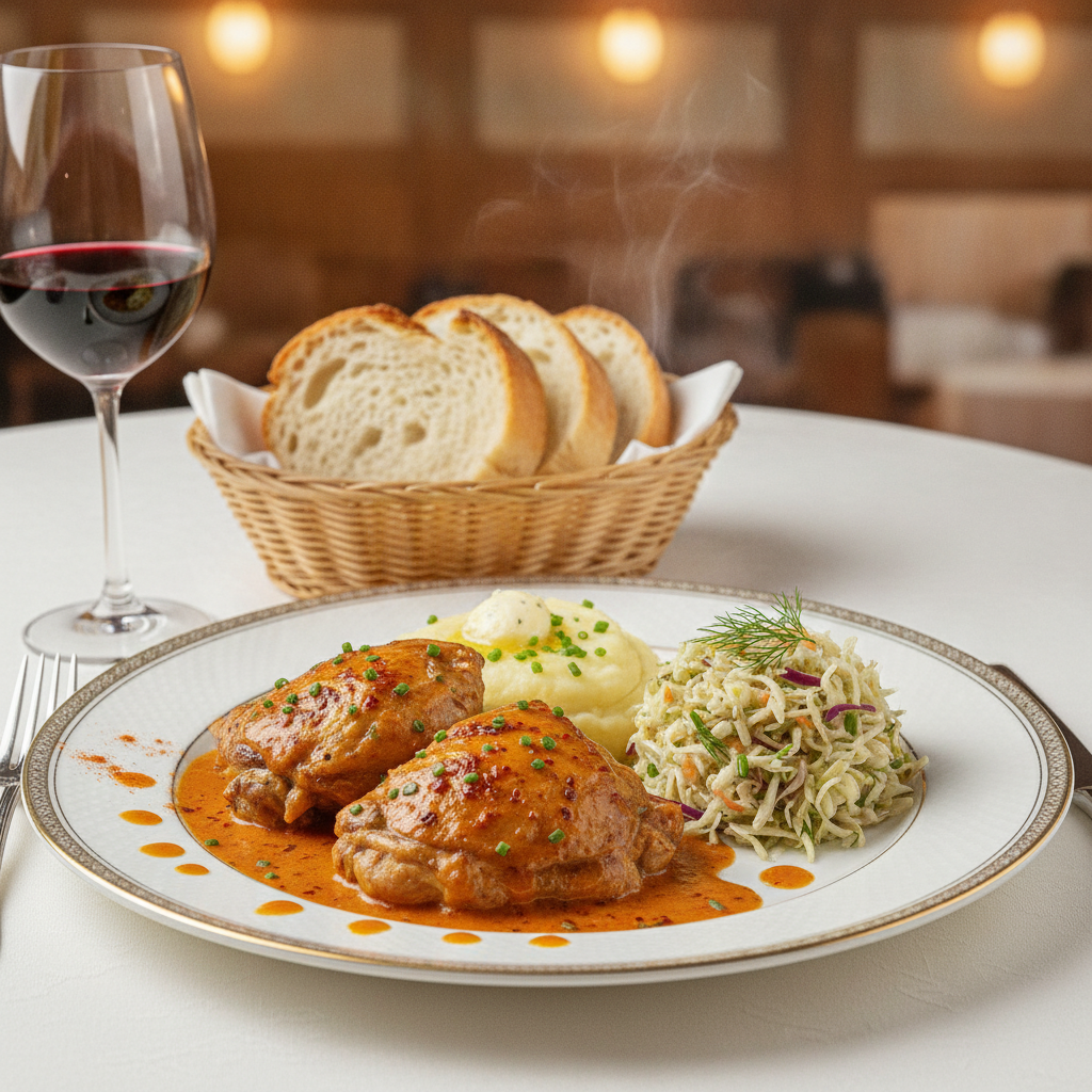 Chicken Paprikash with Mashed Potatoes